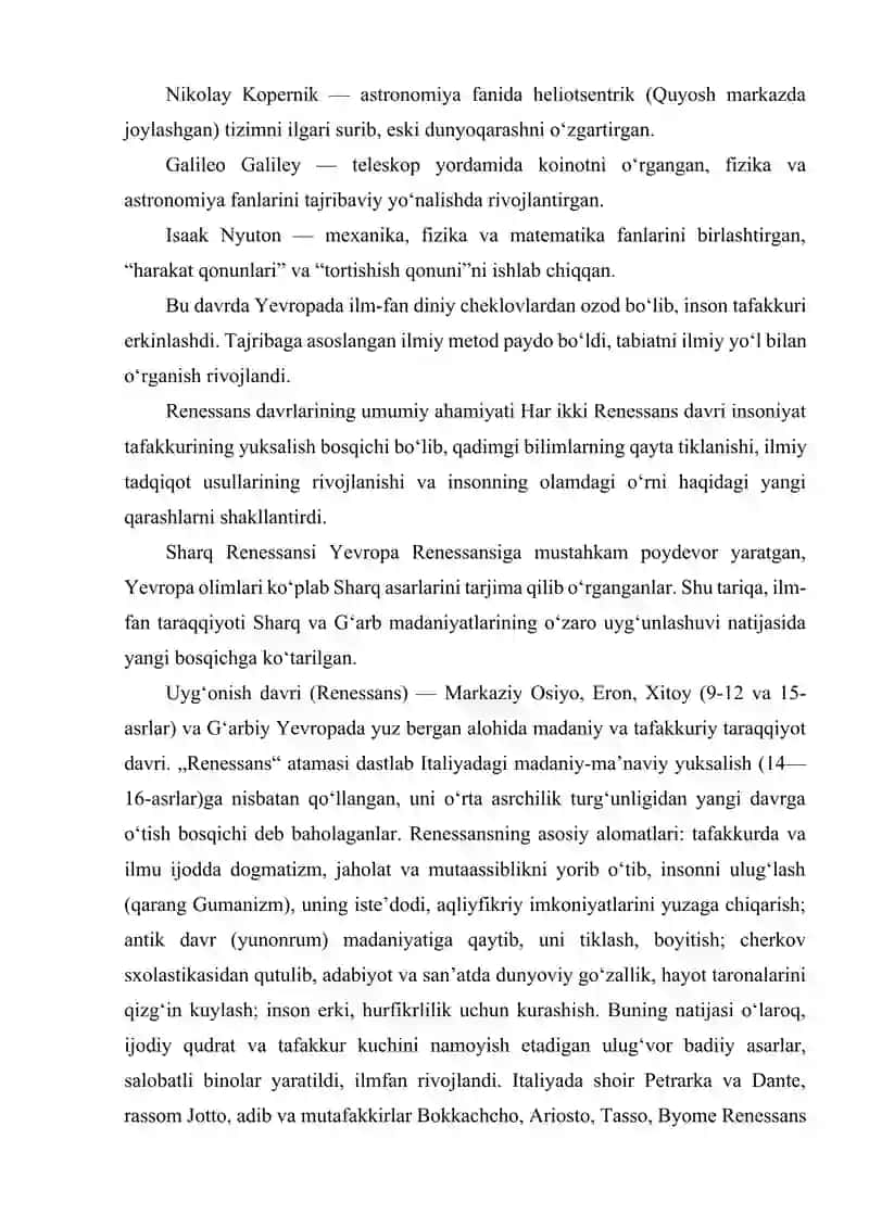 BIRINCHI VA IKKINCHI RENESSANS DAVRIDAGI ILM-FAN TARAQQIYOTI 4