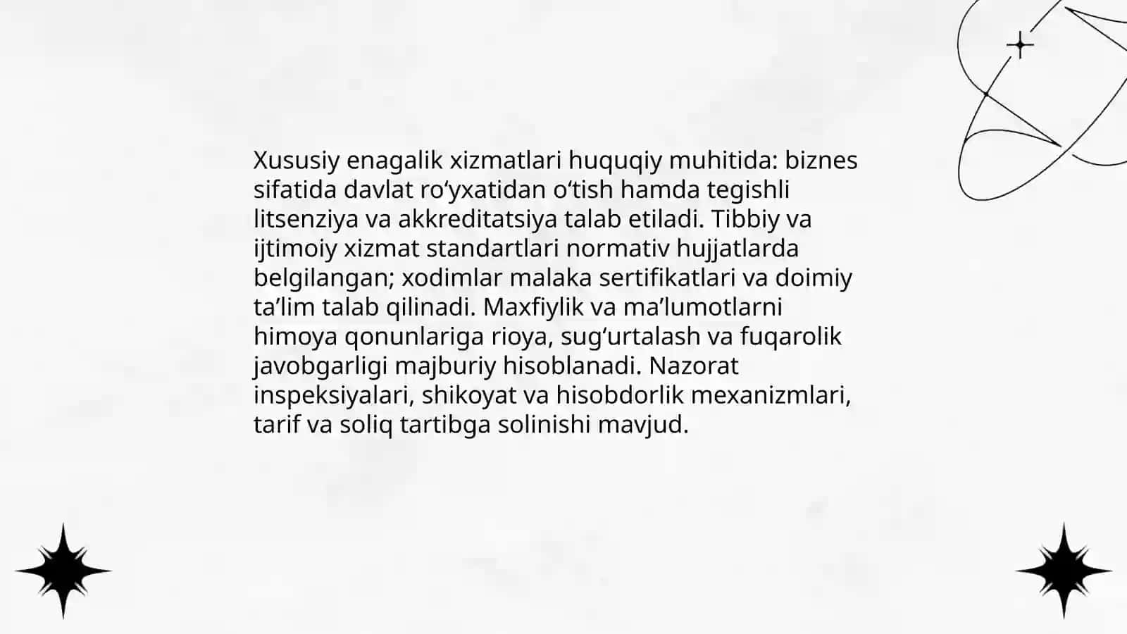 Xususiy enagalik xizmatlarini shakllantirishning oʻziga xos xususiyatlari 4