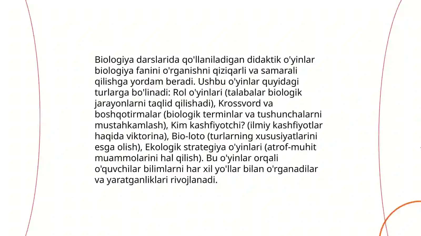 Didaktik o'yin texnologiyasi biologiyada 4