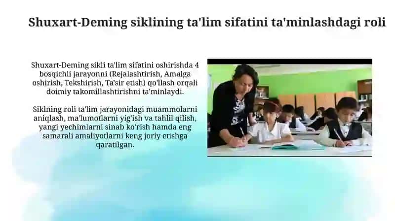 Shuxart deming sikli taʼlim sifatini taʼminlash oshirish boʻyicha strategik reja 4