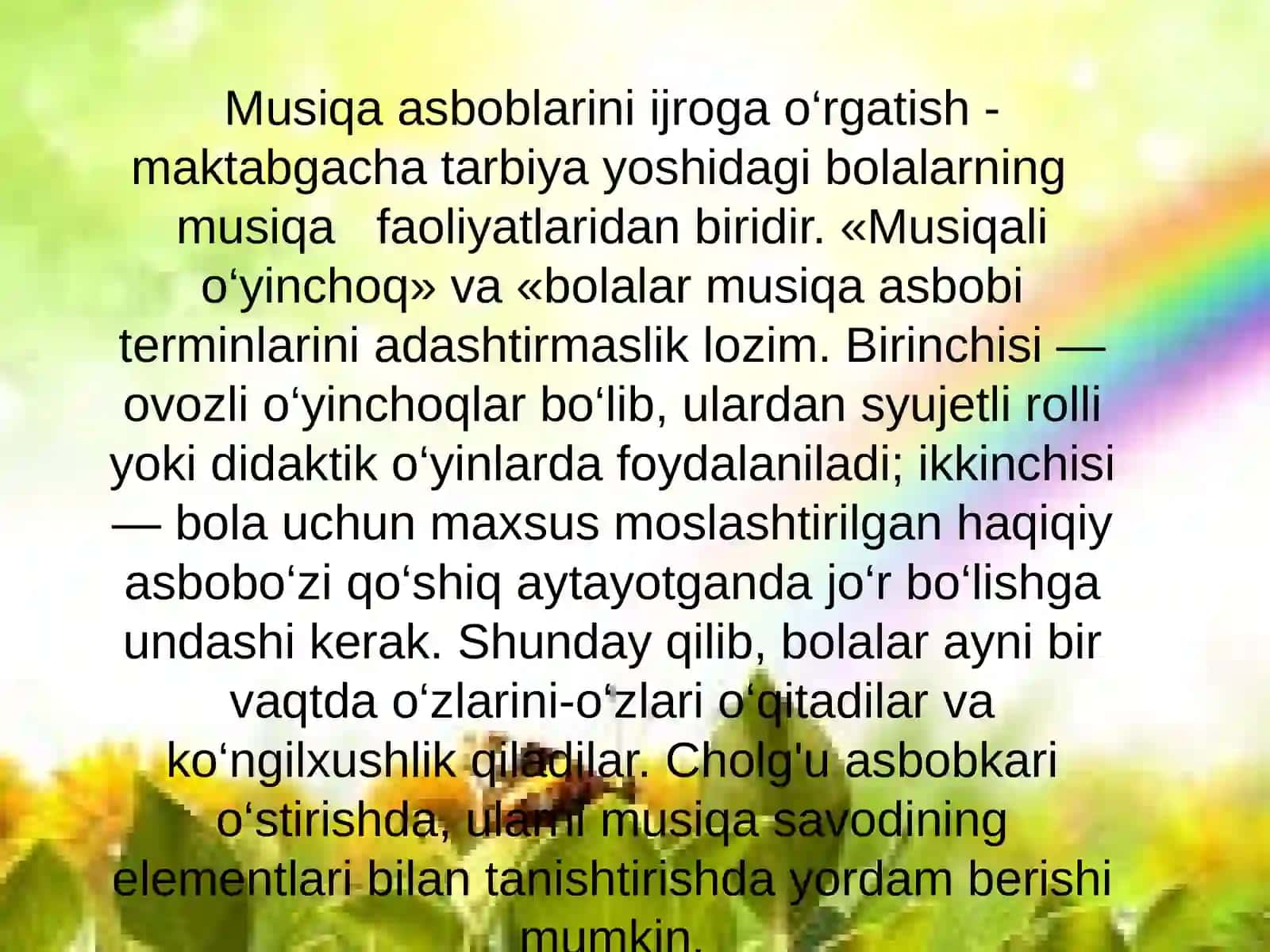 Maxamatqulova Muxlisaning Bolalarni musiqiy faoliyatga o'rgatish fanidan tayyorlagan taqdimoti 4
