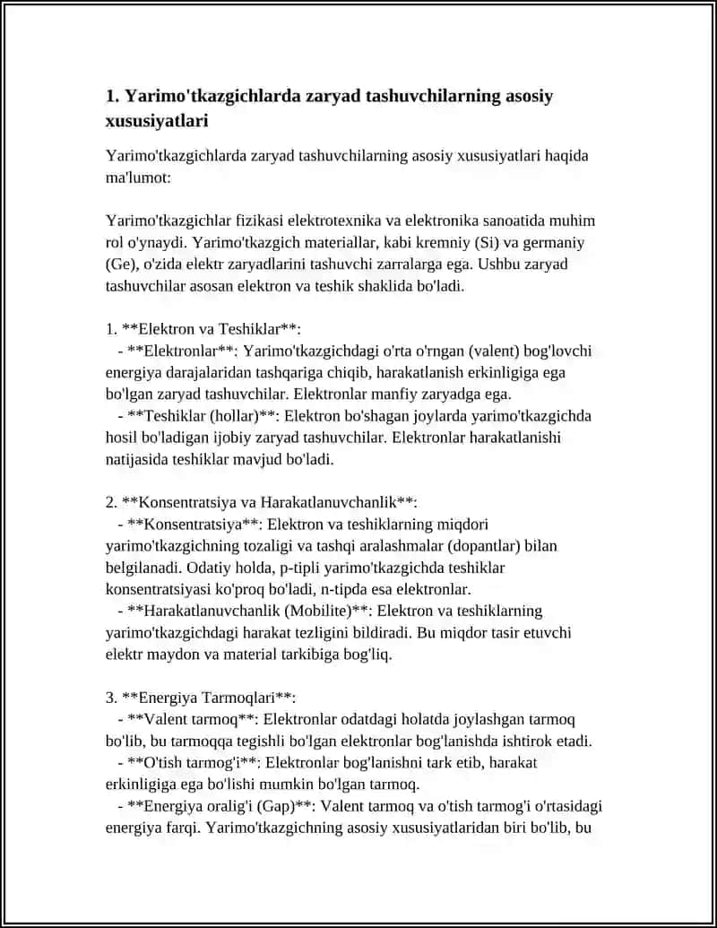 YARIMO'TKAZGICHLARDA MUVOZANATDAGI ZARYAD TASHUVCHILARNING FAZOVIY TAQSIMOTI 4