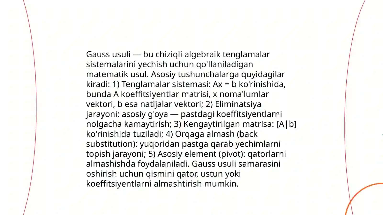 Kramer va Gauss usullarida yechish 4