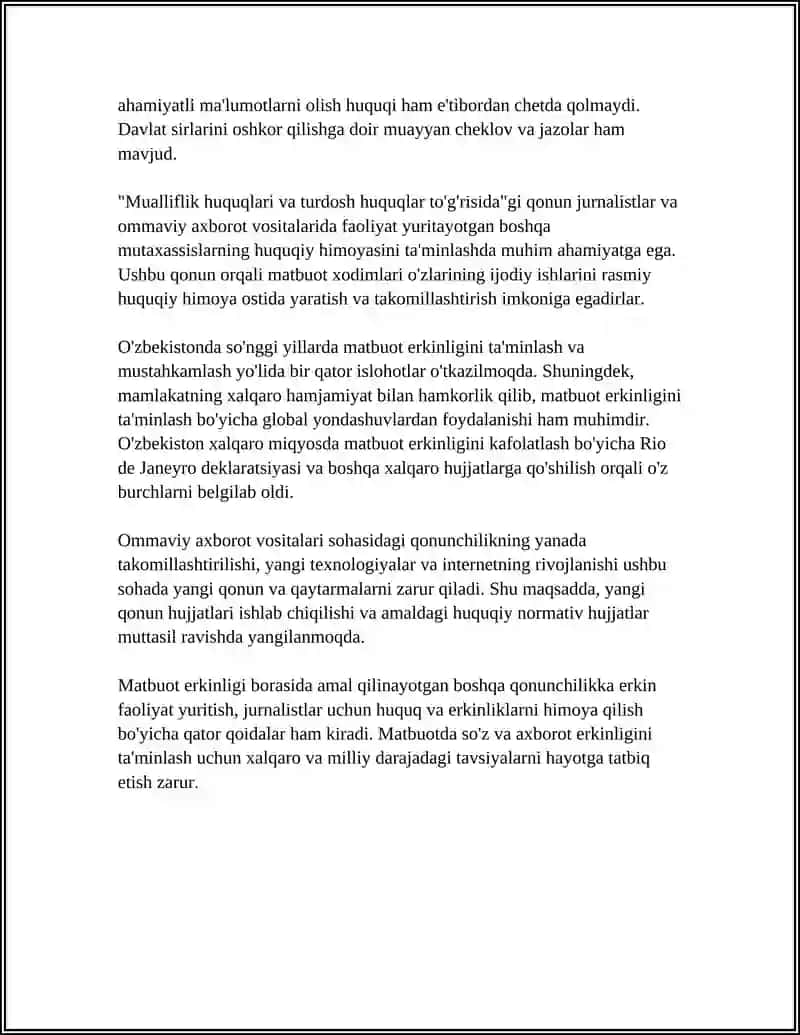 MATBUOTDA SO'Z VA AXBOROT ERKINLIGI 4