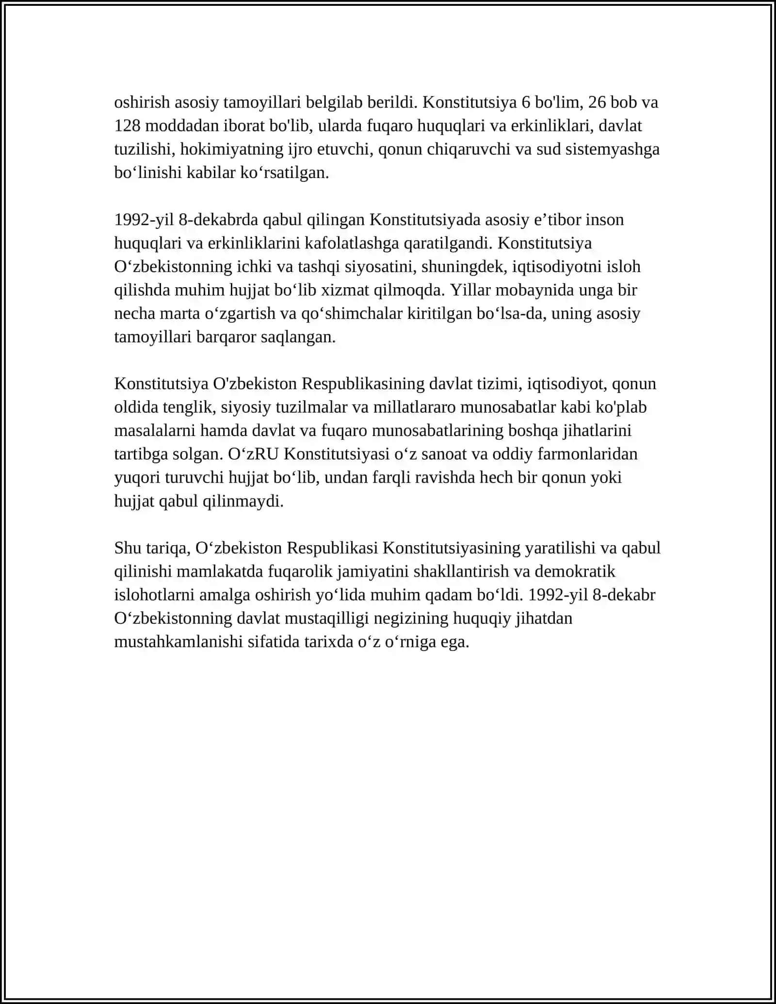 OʻZBEKISTON RESPUBLIKASI KONSTITUTSIYASINING YARATILISH TARIXI 4