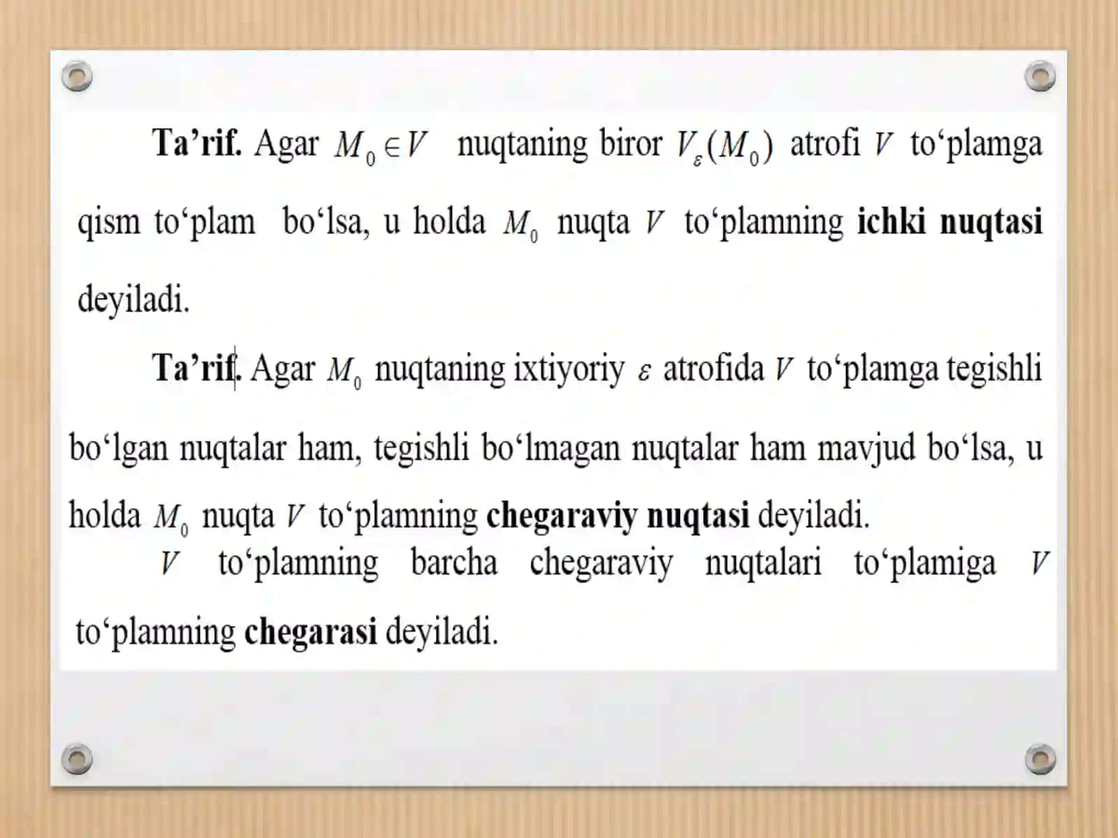 11-mа’ruzа. R(n) fazoda nuqtalarning o‘zaro joylashishi 4