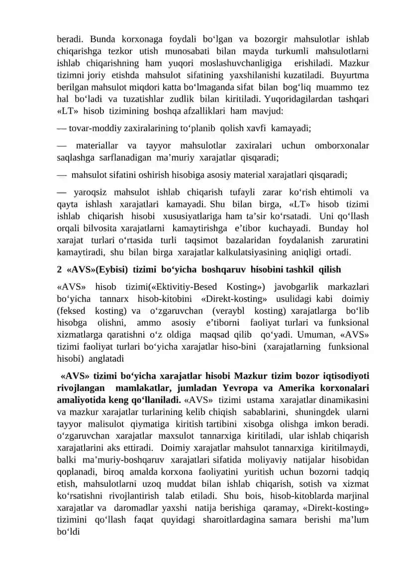 Boshqaruv hisobini turli tizimlarda joriy etish 4