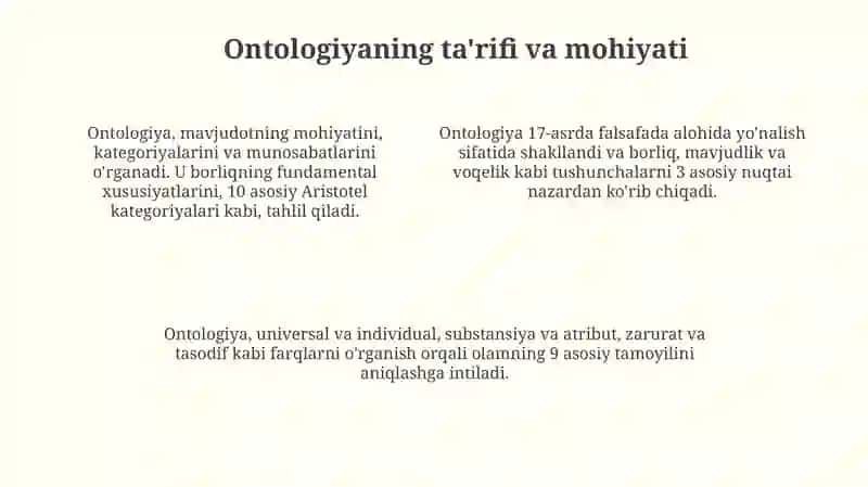Borliq falsafasi mavzusiOntologiya 4