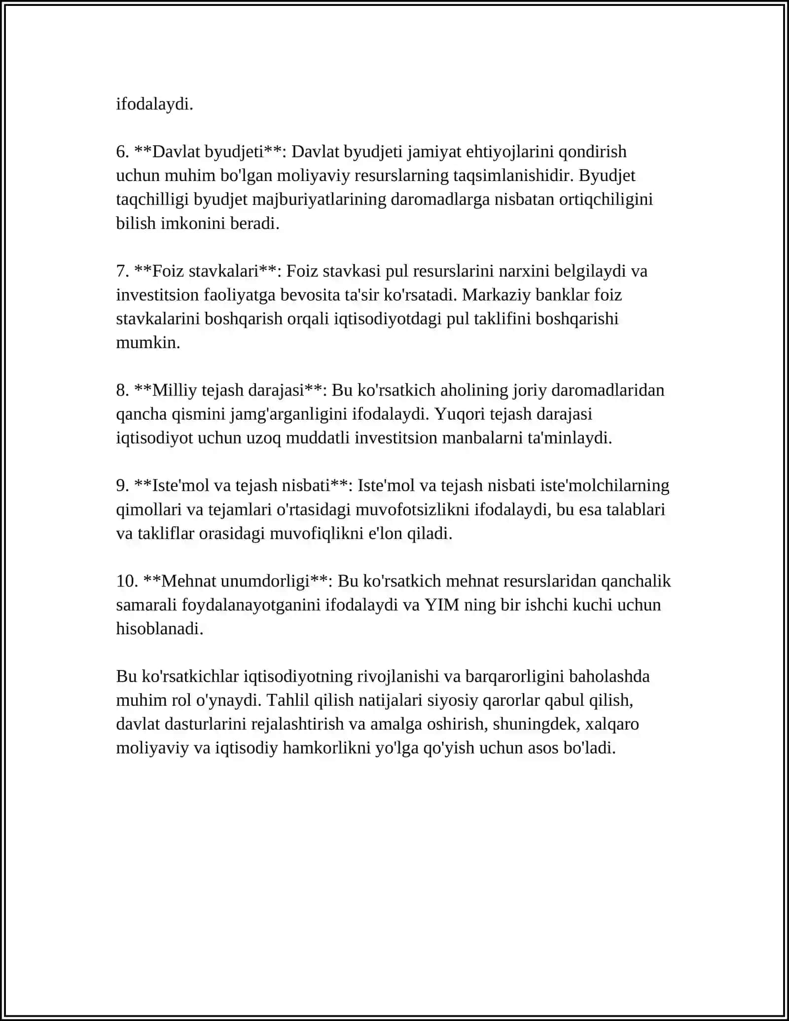 ZAMONAVIY IQTISODIY O'SISH MODELLAR IQTISODIYOT INDEKSI KO'RSATKICHLARI TIZIMI 4