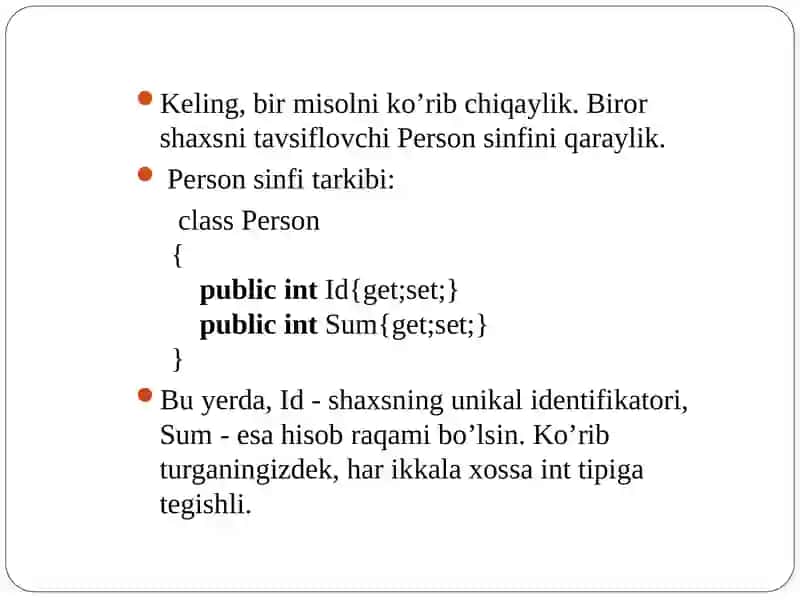 Umumlashgan sinflar yaratish va ishlatish 4