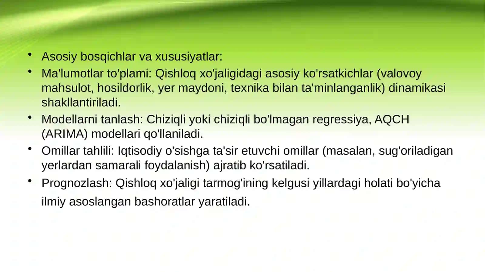 Qishloq xo‘jaligi iqtisodiy ko‘rsatkichlari dinamikasini ekonometrik modellashtirish 4