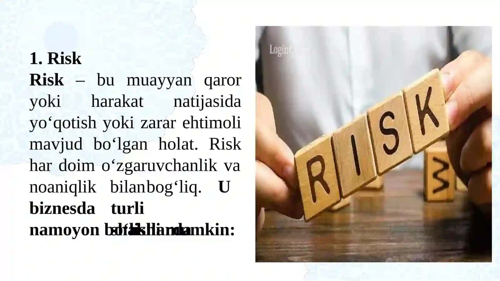 Riskning mohiyati va tushunchasi 4