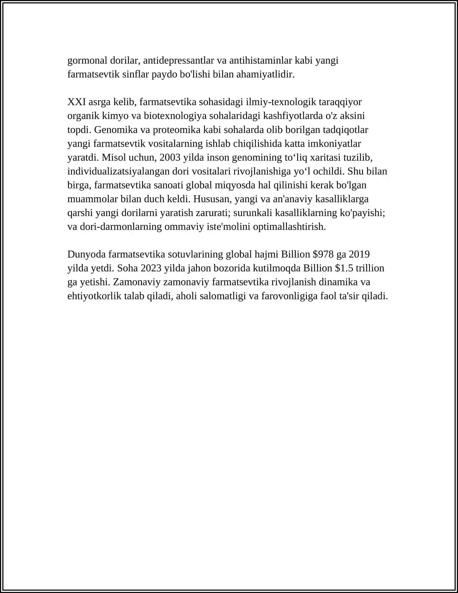 MUSTAQIL ISH Mavzu: XOZIRGI ZAMON FARMATSEVTIKA MODULLARINING RIVOJLANISH TARIXI 4