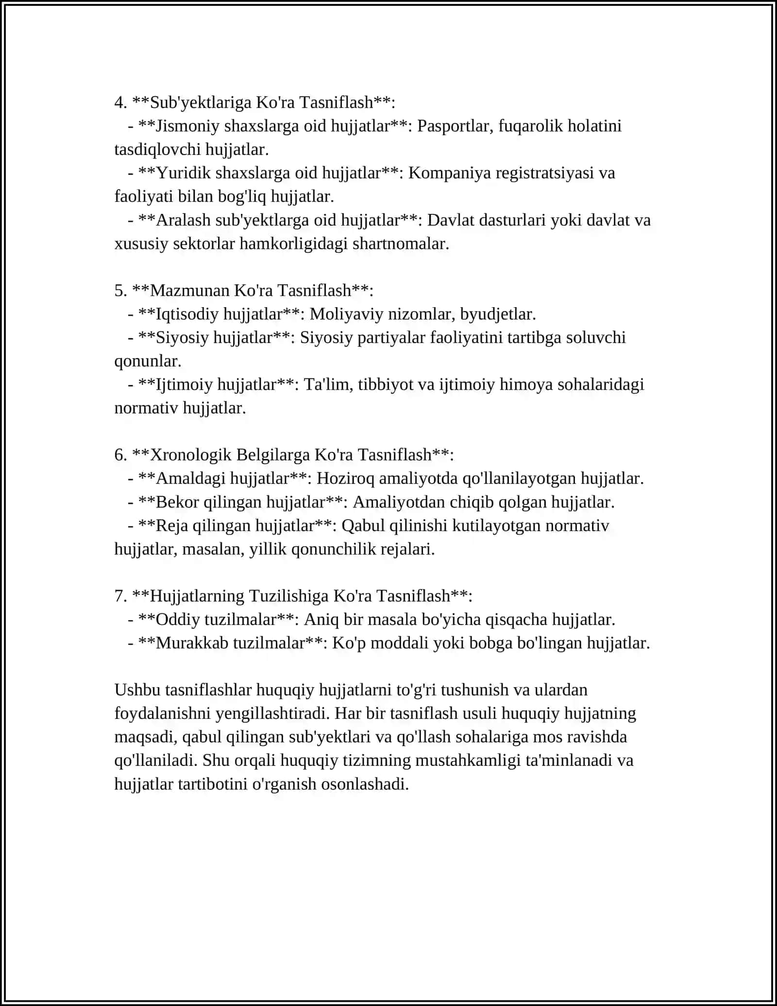 TURLI BO‘LIMLARGA OID HUJJATLARGA ISHLOV BERISH, KBK ASOSIDA KLASSIFIKATSIYALASH USULLARI 4