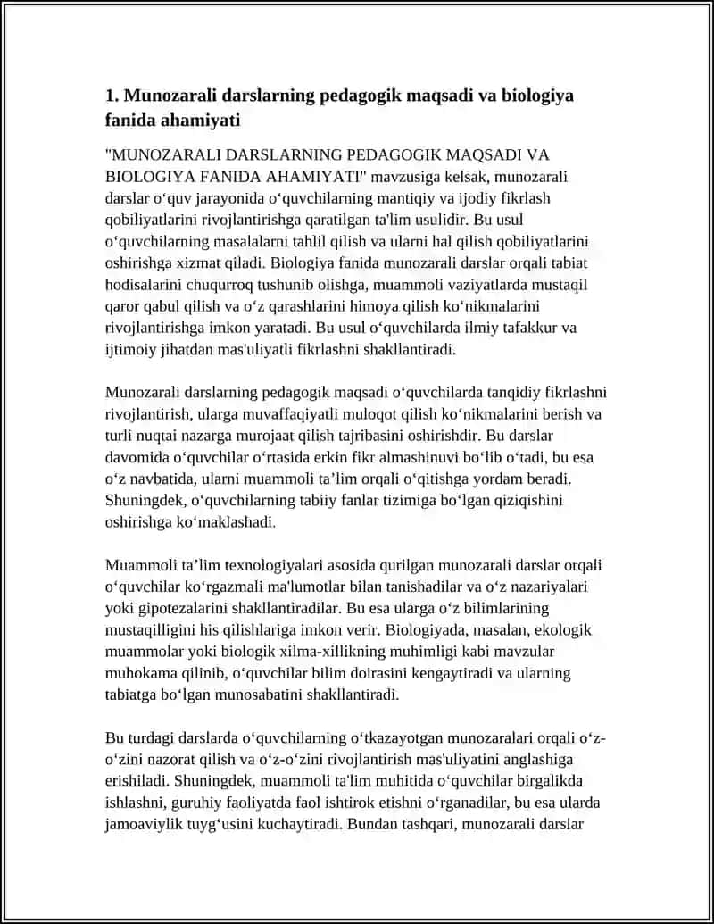 MUNOZARALI DARSLARNING PEDAGOGIK MAQSADI VA BIOLOGIYA FANIDA AHAMIYATI 4