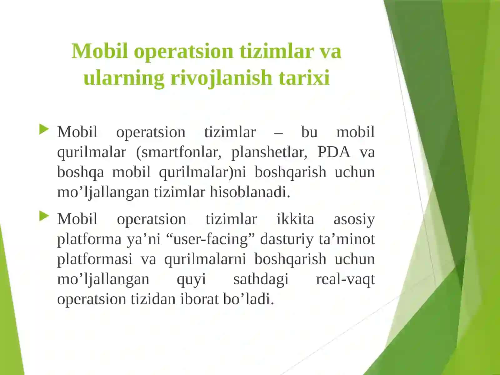 Mobil qurilmalar uchun operatsion tizimlar 4