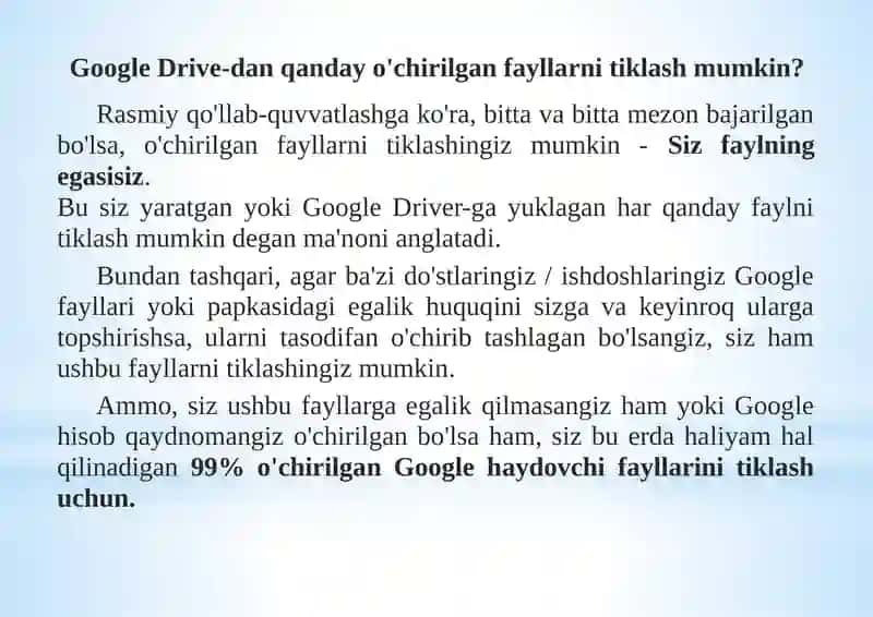 Google Drive -fayllarinisaqlashmumkinbo‘lganbulutlihostingyaratish 4