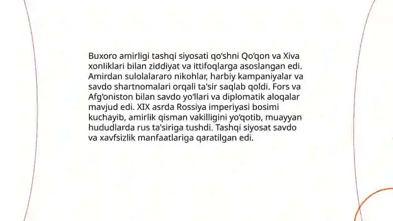 Buxoro amirligining siyosati, ijtimoiy-iqtisodiy hayoti 4