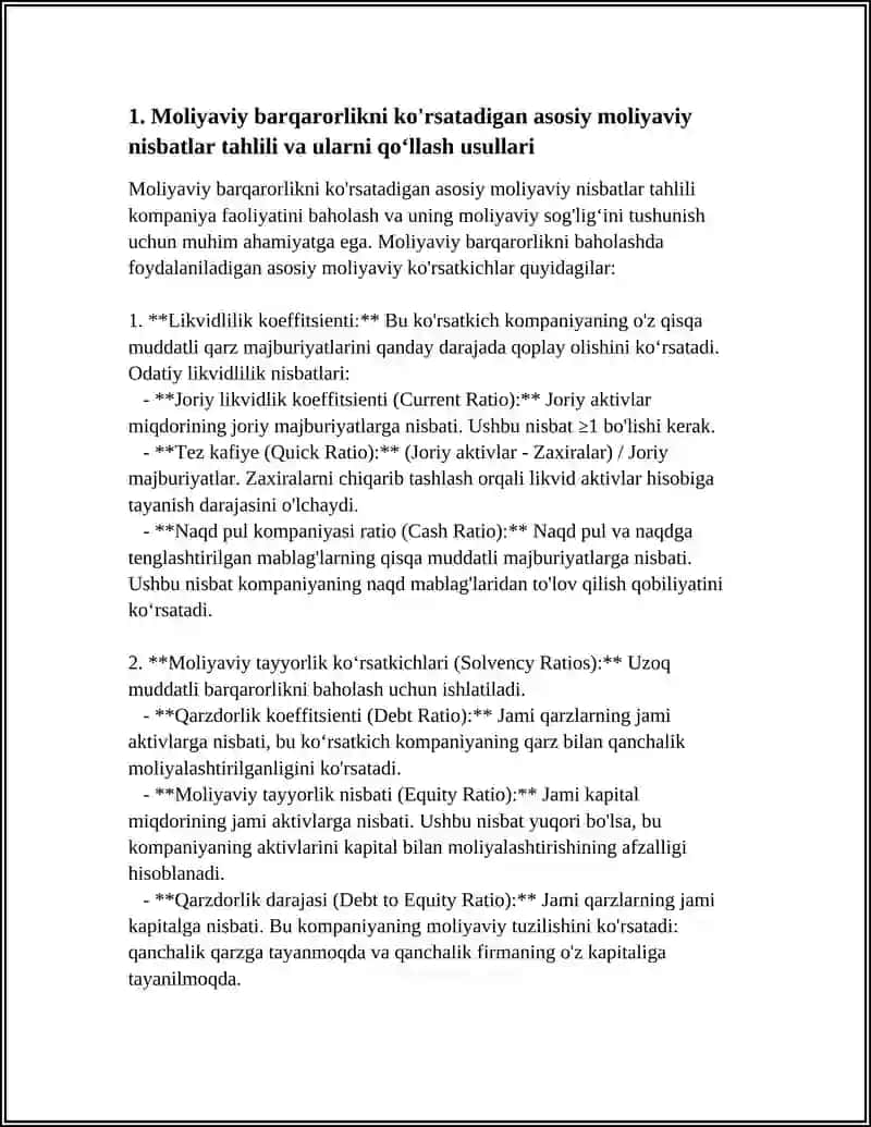 Moliyaviy Barqarorlikni Baholash Usullari 4