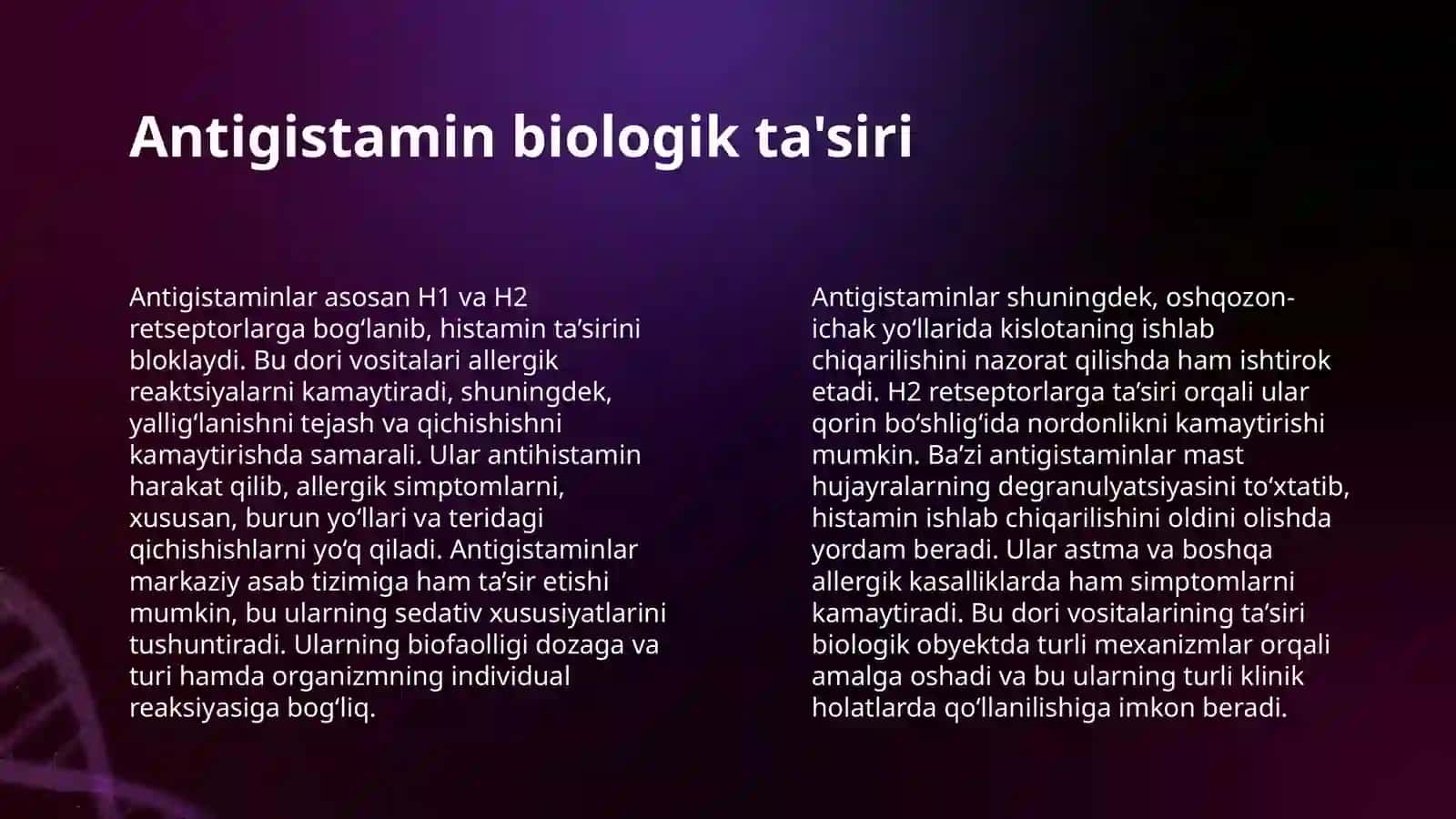 ANTIGISTAMIN DORI VOSITALARI BIOLOGIK OBYEKTDAN AJRATIB OLISH VA TAHLIL QILISH 4