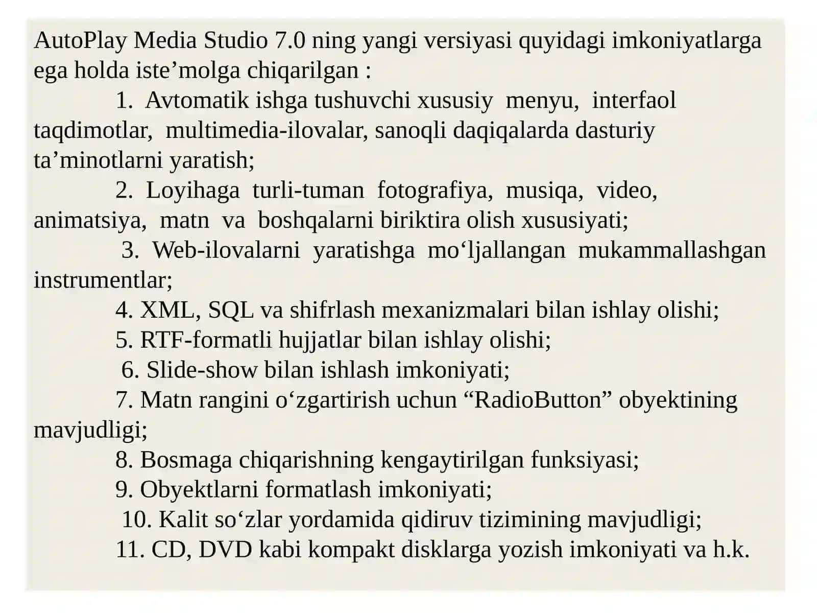 AutoPlay Мedia Studio 8 dasturi tavsifi 4