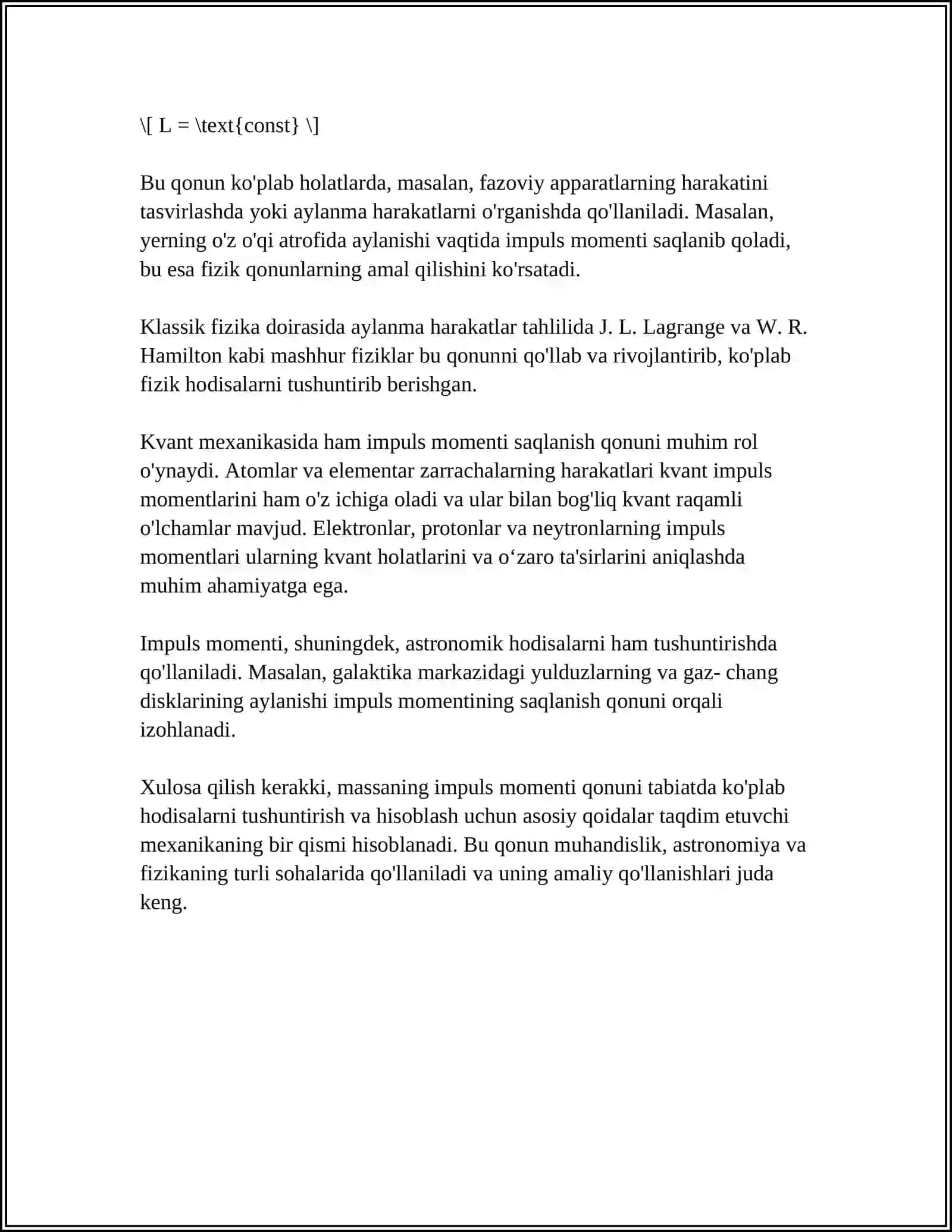 QATTIQ JISM AYLANA HARAKAT DINAMIKASINING ASOSIY TENGLAMASI 4