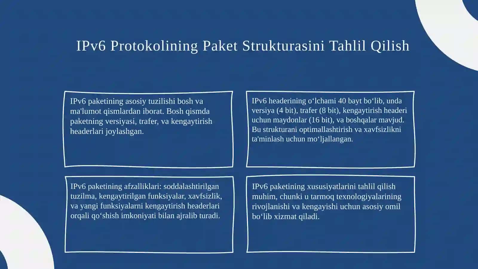 IPv4 va IPv6 protokollari. IPv4vaIPv6 protokollari va ularning paket strukturalari 4