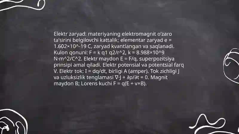 Elektrodinamikaning predmeti obekti asosiy tushunchasi va matematik qurulmasi 4