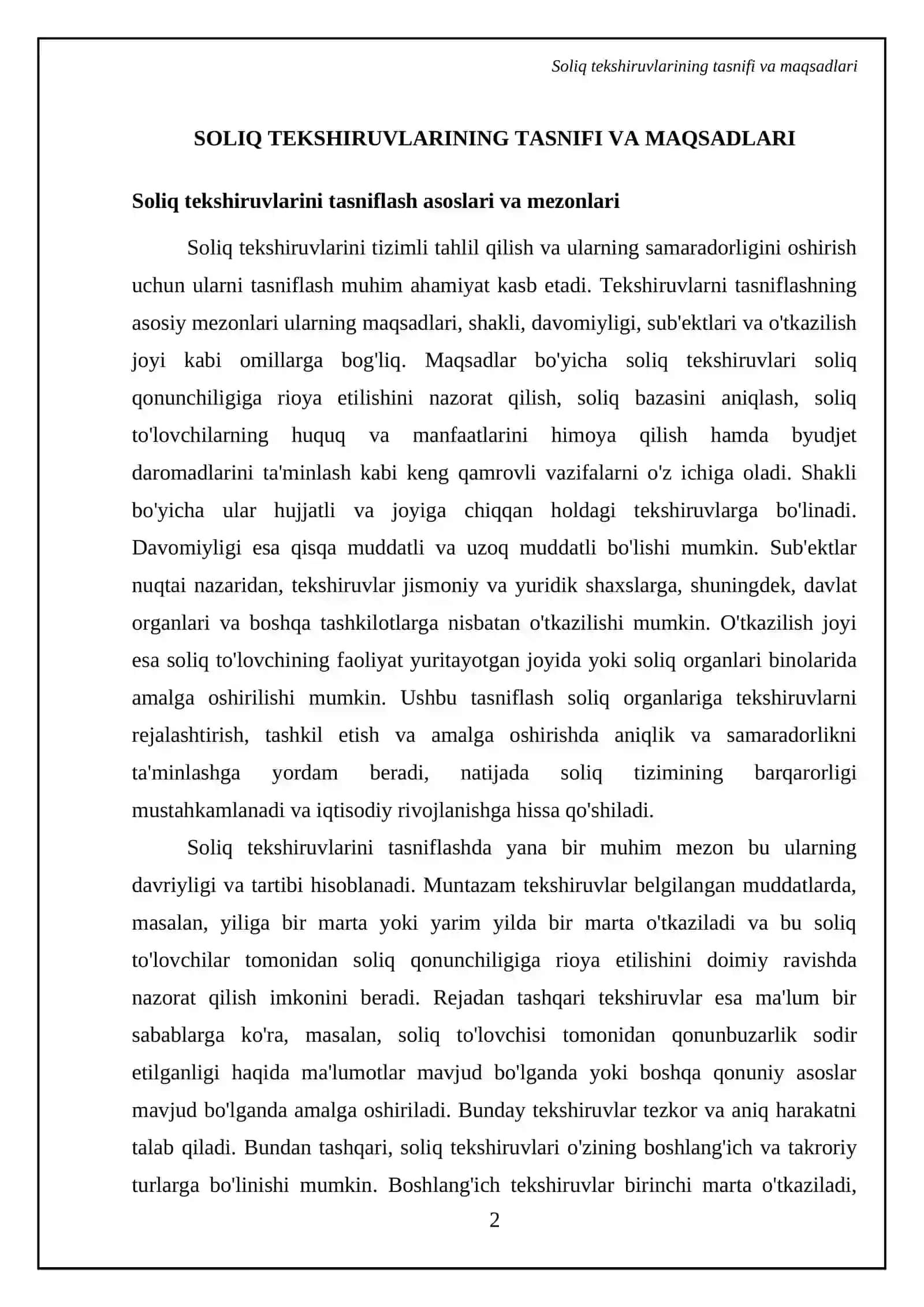 Soliq tekshiruvlarining turlari,ularni tashkil etish va o'tkazish tartibi 4