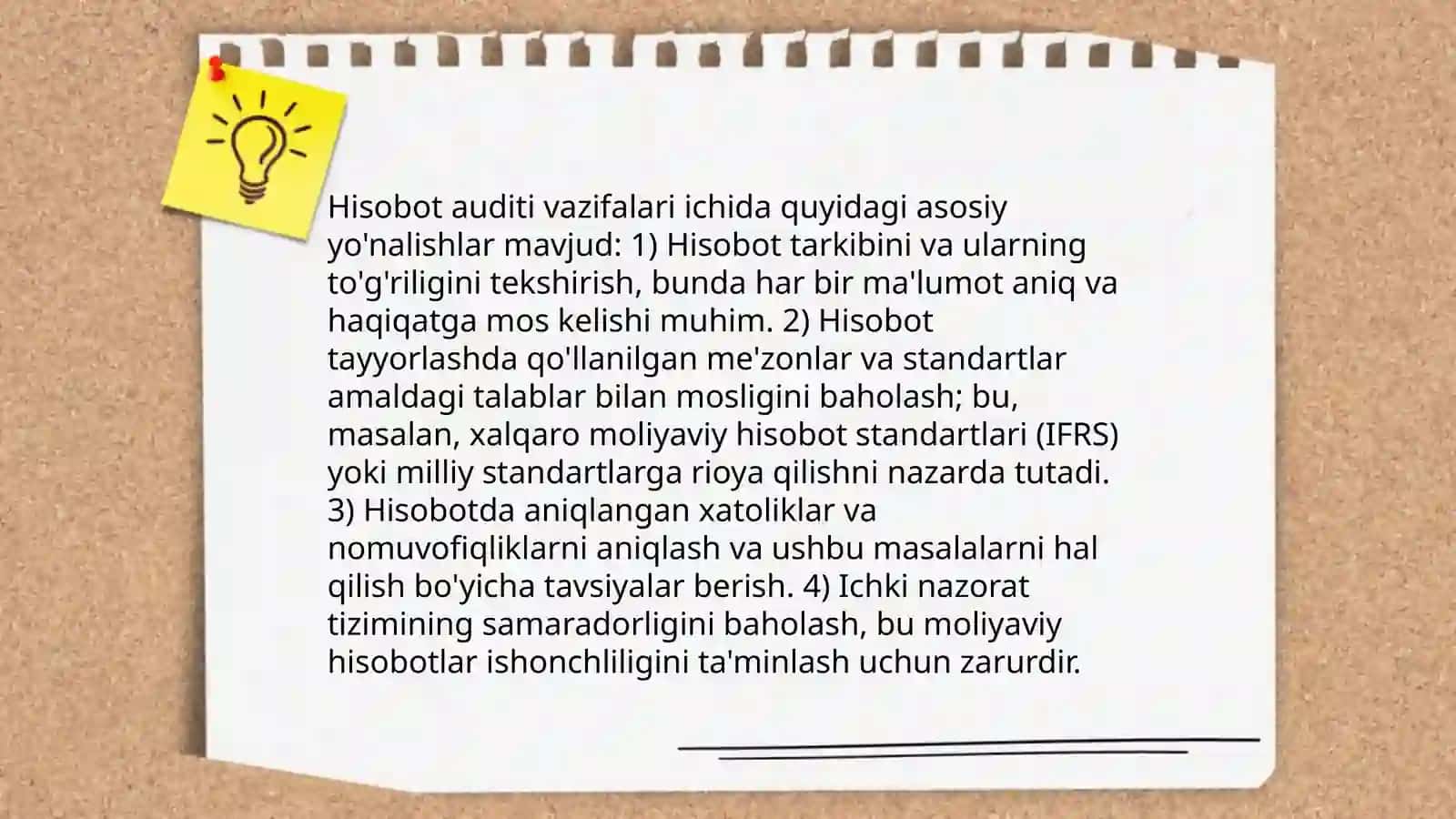 MOLIYAVIY NATIJALAR TO'G'RISIDAGI HISOBOT AUDITINING MAQSADI VAZIFALARI VA MA'LUMOT MANBALARI 4