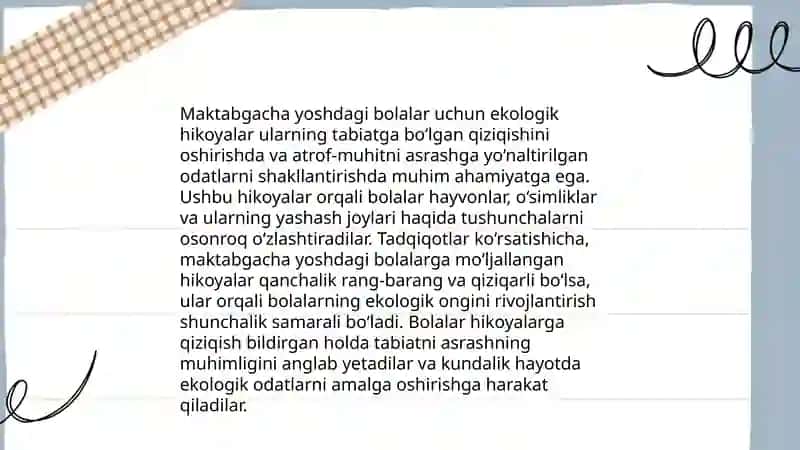 Ilk qadam ʼʼdavlat õquv dasturi asasida faoliyat markazlarida maktabgacha yoshdagi bolalarni ekologik tarbiyasini tashkil qilish 4