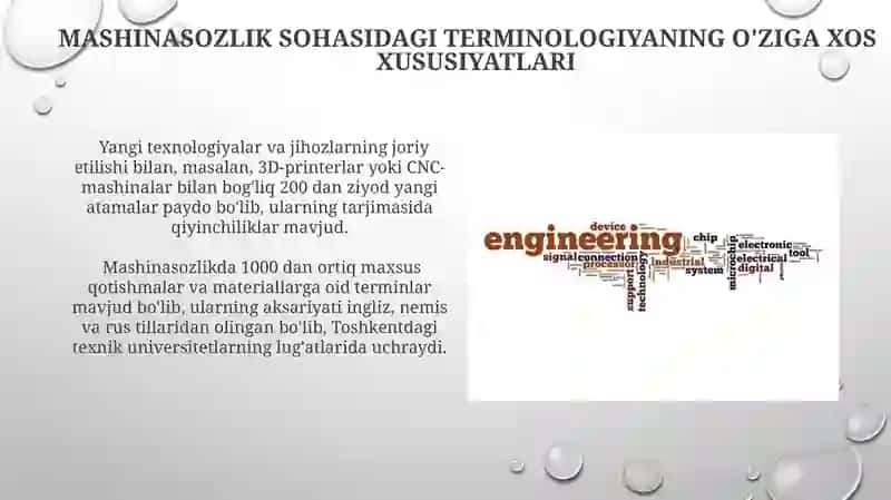 Mashinasozlikka oid matnlar tarjimasi 4