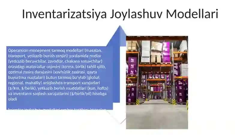 Zaxiralarni boshqarishda operatsiyalar menejmenti va ularning tarmoqli modellari 4