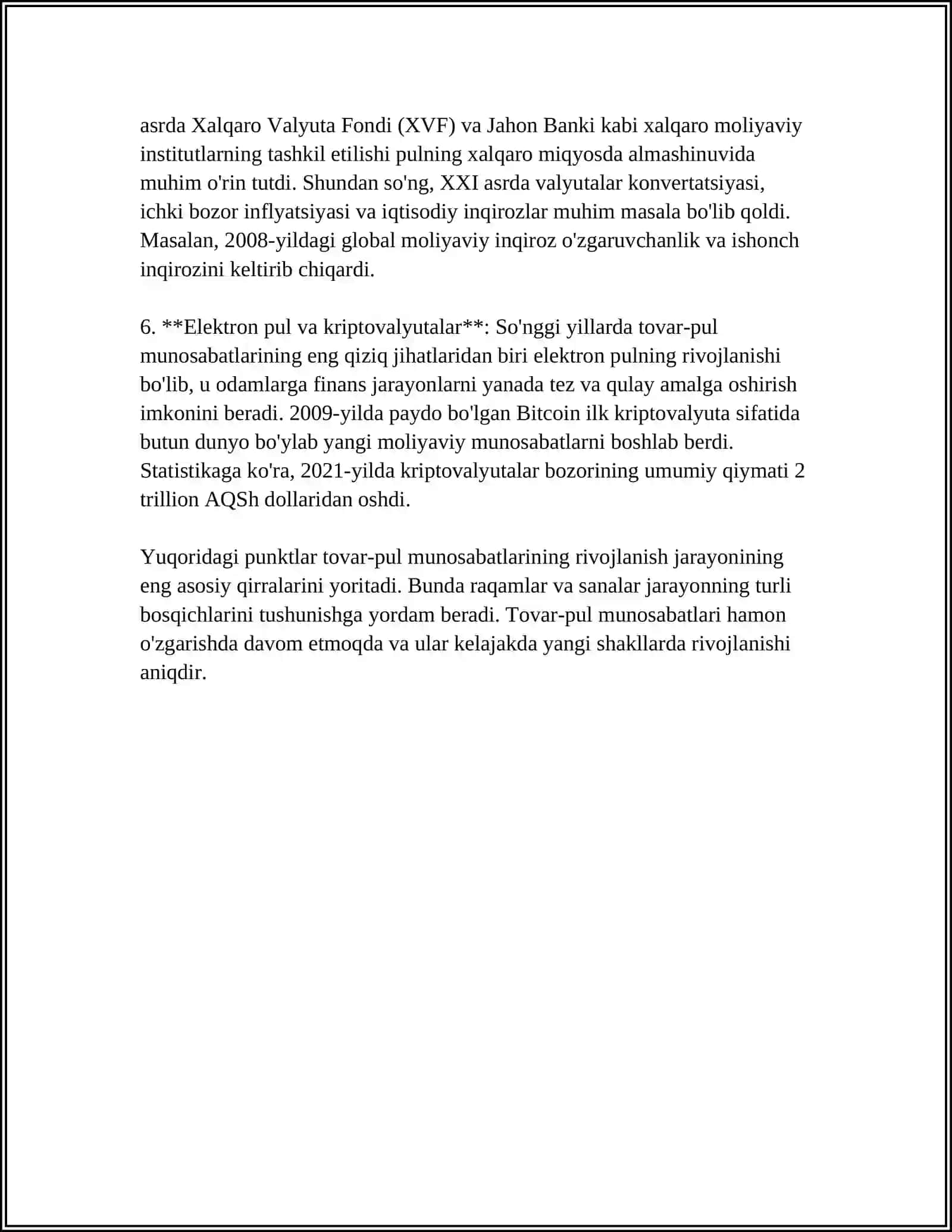 Tovar-pul munosabatlarining rivojlanishi 4