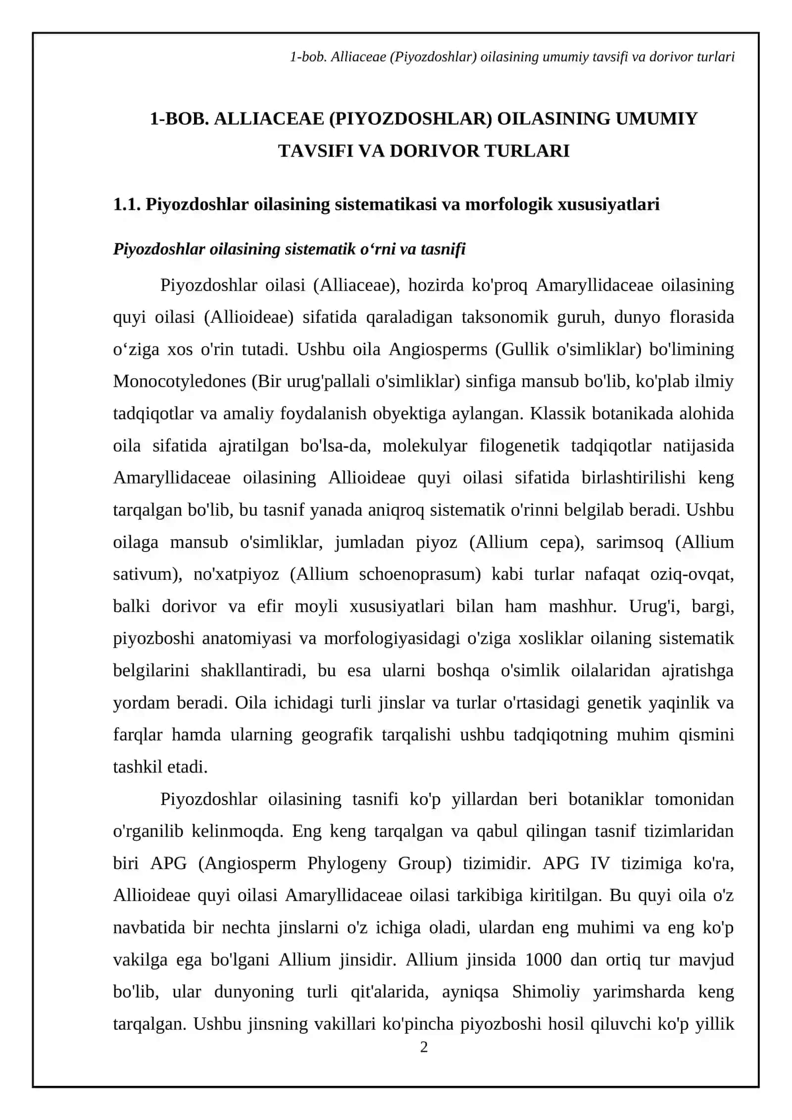 Alliaceae (Piyozdoshlar) dorivor turlarining barg va piyoz anatomiyasi va amaliy ahamiyati 4
