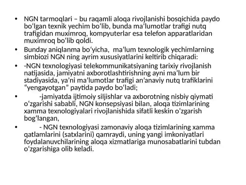 Keyingi avlod tarmoqlari (NextGeniration Network) 4