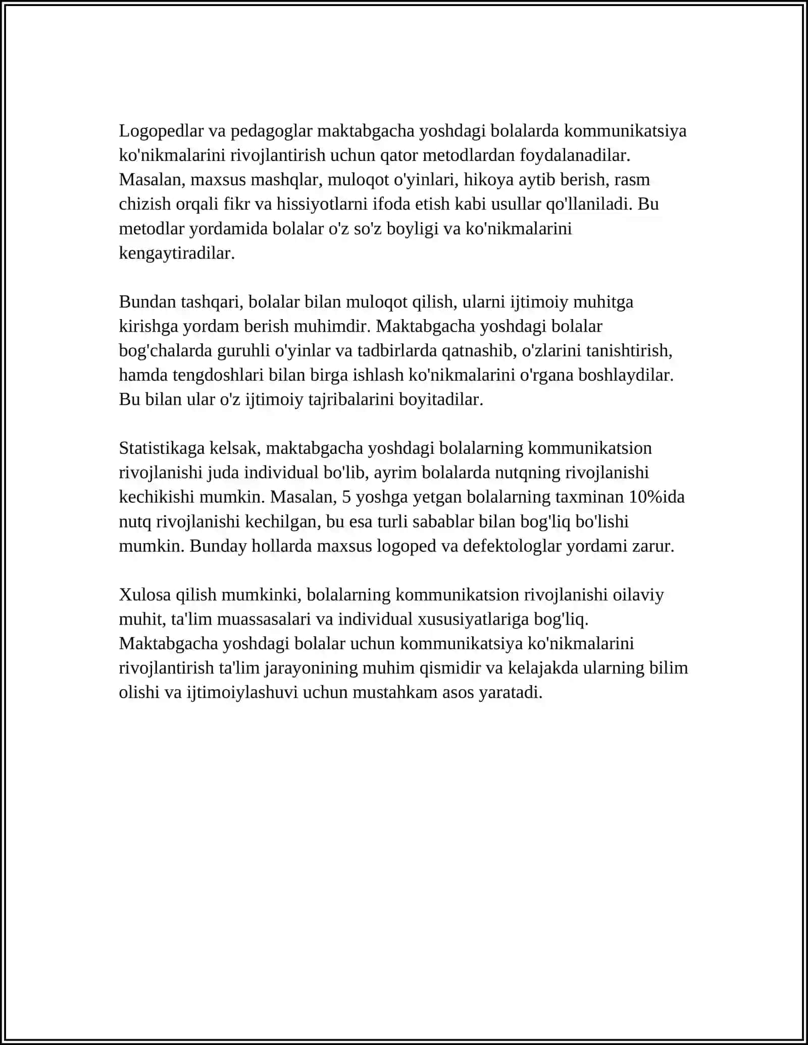 MAKTABGACHA TARBIYA YOSHIGA KATTALAR BILAN MUNOSABAT 4