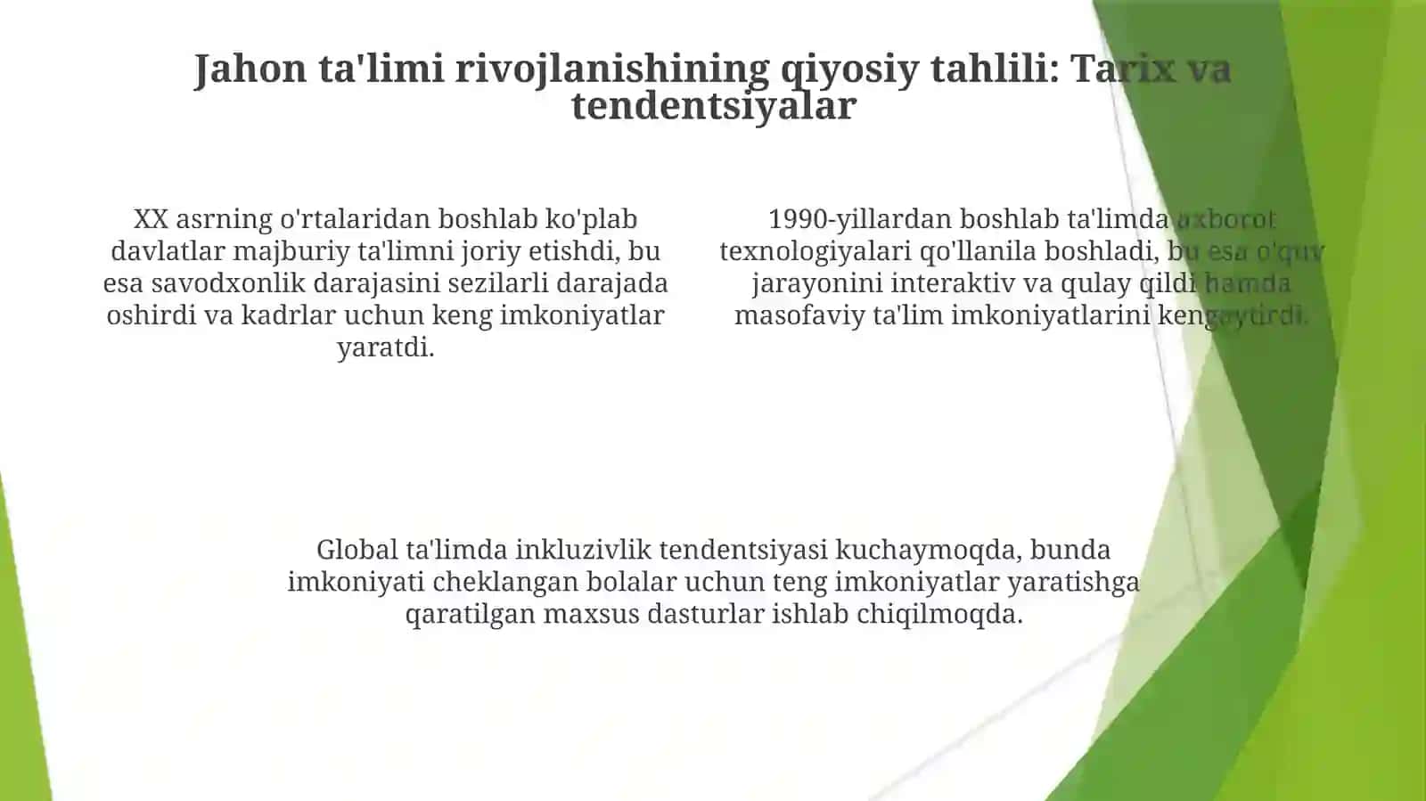 Taʼlim qonunchiligini modernizatsiyasi. Dunyodagi taʼlim rivojining qiyosiy tahlili 4