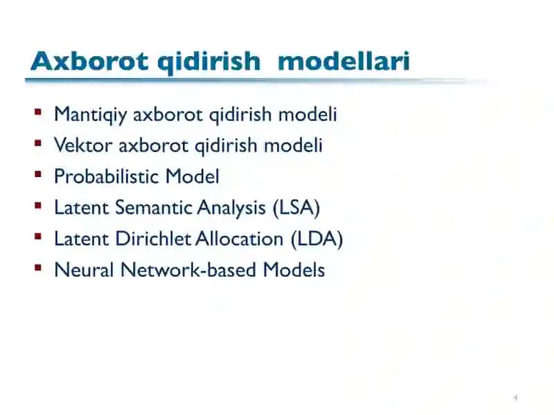 Axborot qidirish modellari 4