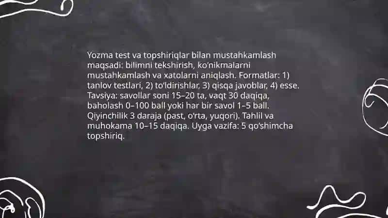 Oʻtilgan mavzuni mustahkamlash 4