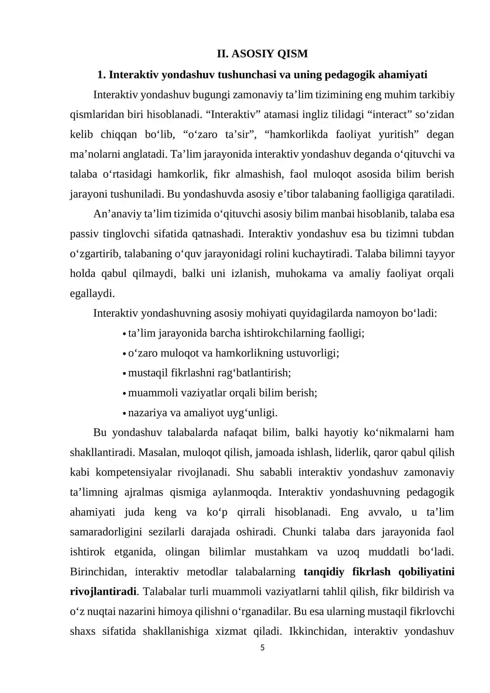 OLIY TAʼLIMDA INTERAKTIV YONDASHUV ASOSIDA OʻQITISH METODIKASI 4