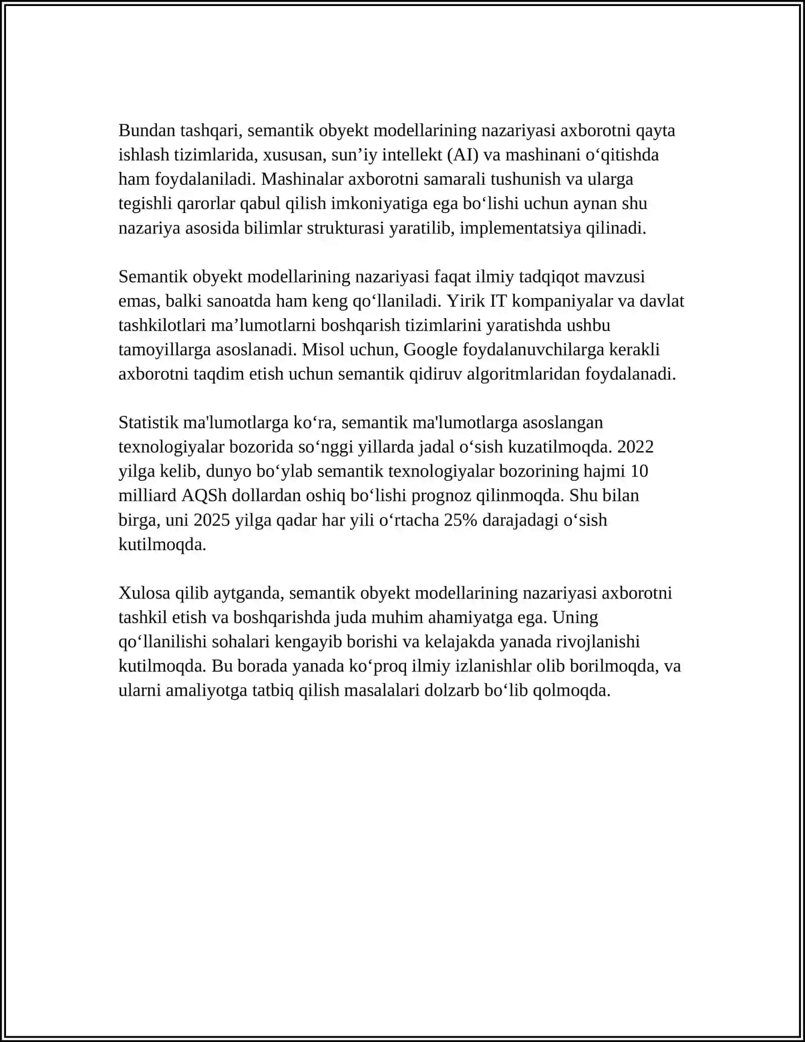 BERILGANLARNING SEMANTIK OBYEKT MODELLARINI YARATISH 4