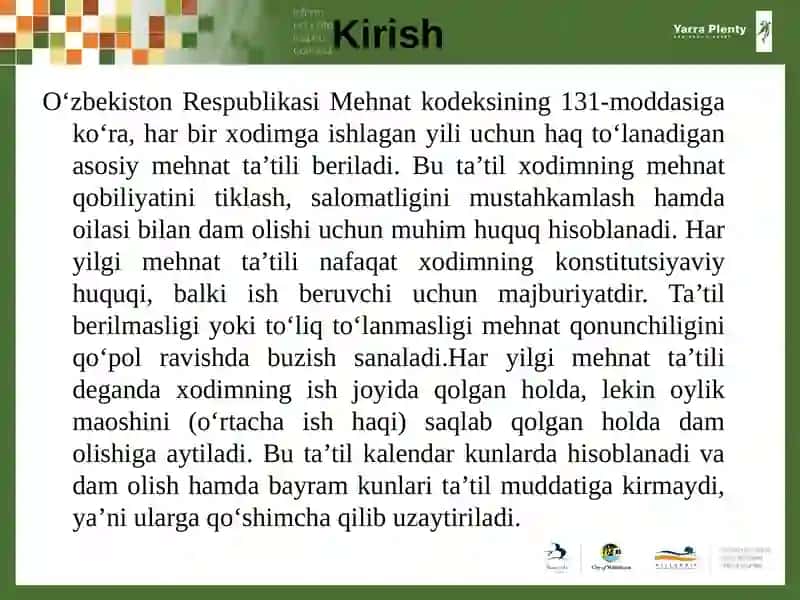 HAR YILGI MEHNAT TA'TILI TUSHUNCHASI VA TURLARI 4