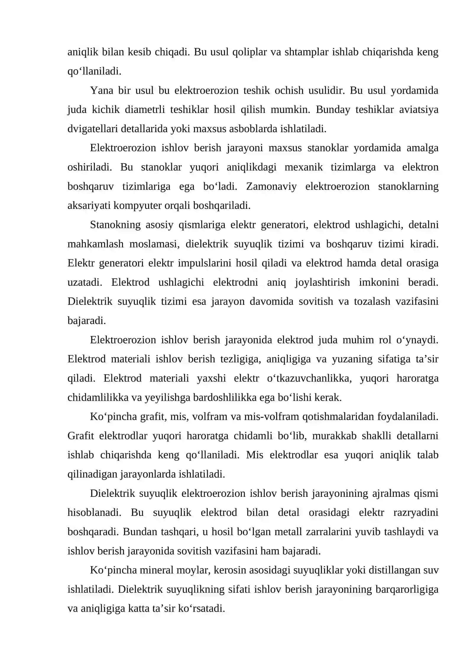 Elektroerozion ishlov berish texnologiyasi 4