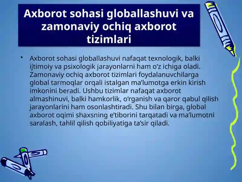 Axborot sohasi globallashuvi sharoitida zamonaviy ochiq axborot tizimlari faoliyatining psixologik xususiyatlari. 4