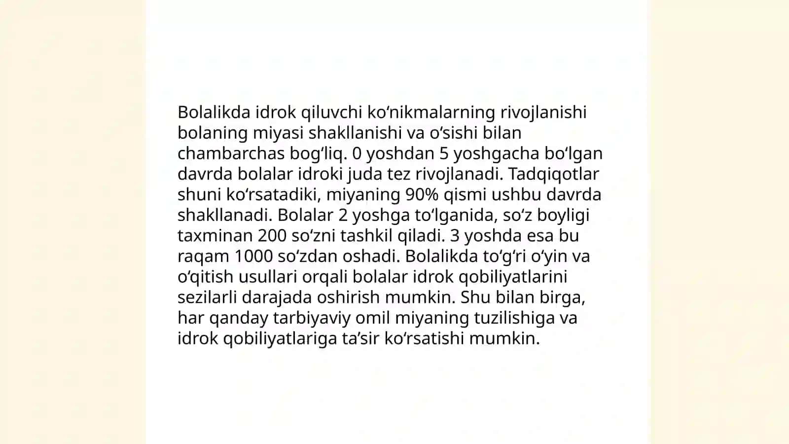 Ilk bolalik davridan idrok qilish 4