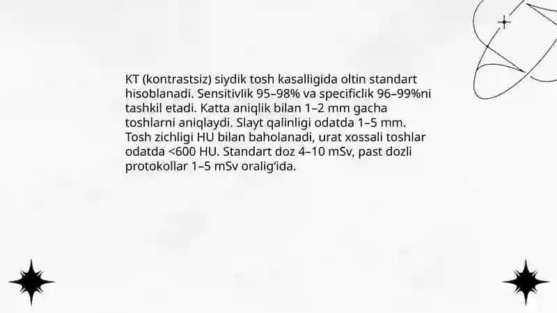siydik tosh kasalligi UTT, MRT, KT tekshiruvlarida Malikjonova 4