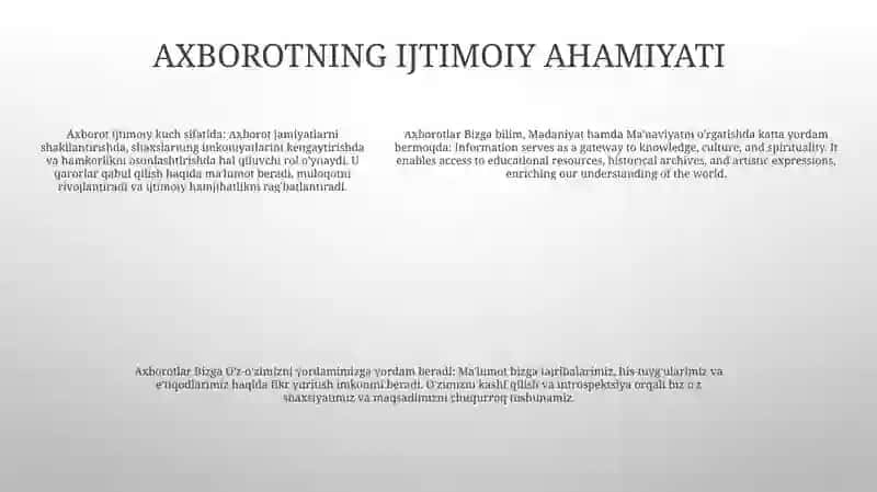 Axborotlarning Ijtimoiy Ahamiyati Va Faoliyatlari 4