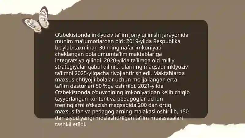 Oʻzbekistonda imkoniyati cheklangan bolalar uchun inklyuziv taʼlim 4