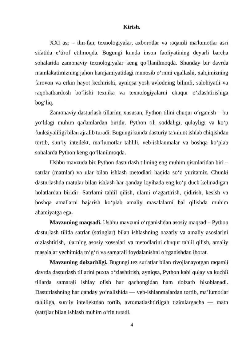 Pythonda satrlar va uning metodlari 4